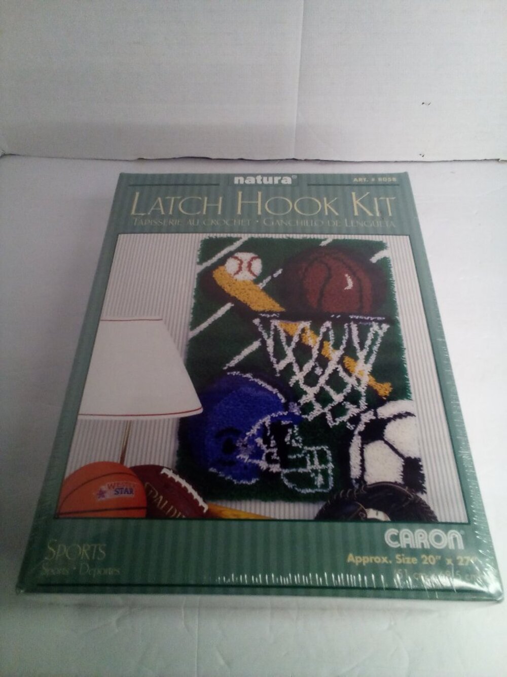 Natura Caron Latch Hook Kit Sports Basketball Football Baseball 20" x 27" Craft